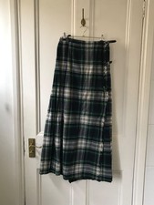 Laird Portch of Scotland Vintage Kilt Skirt W26" Pure Wool, Green Check