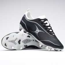 Gilbert Rugby Boots - Cage Pace Pro 6 Stud Boots - White Black Sz:8 - Ex Display