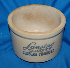 Lansing, Mich. Lansing Dairy Co. Sunbeam Products stoneware  crock