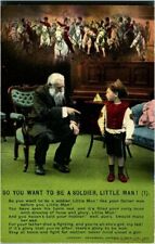 So You Want To Be A Soldier Little Man Set of 4 postcards antique song cards 