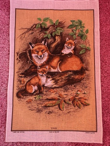 Vintage tea towel foxes - tea,