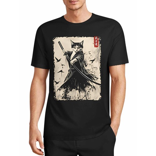 Cat samurai women - cat, t-shirt