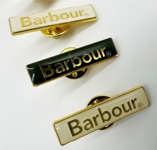 BARBOUR SET OF 3 BADGES / SIGNATURE LOGO RECTANGULAR COLLECTABLE PINS NEW RARE