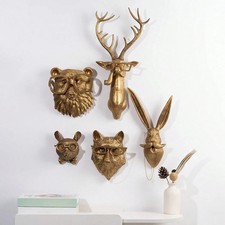 Animal Heads Wall Decor, Faux Deer Head Mount, Resin Wall Hanging Decoration