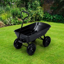 Garden Tipping Dump Cart 55L Capacity Wheelbarrow Trolley Utility Truck Trailer