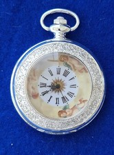 Silver plated pocket watch - silver,