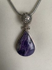 Large Amethyst Pendant With 18” Snake Chain