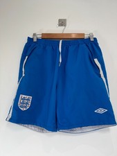 England Football Shorts Mens Medium Blue Umbro Zipped Pockets Mesh Lined Vintage