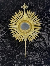Antique Gold Gilded Dore Bronze Catholic Church Monstrance Consecrated Host