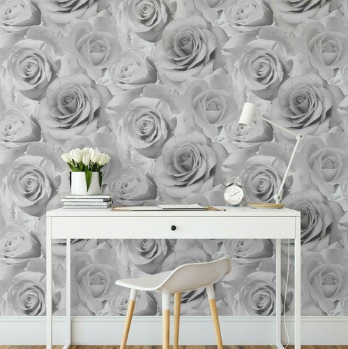Muriva bella grey flower wall - grey,