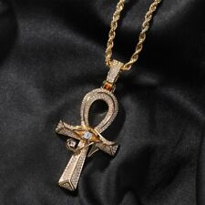 Gold Iced Out Ankh Cross