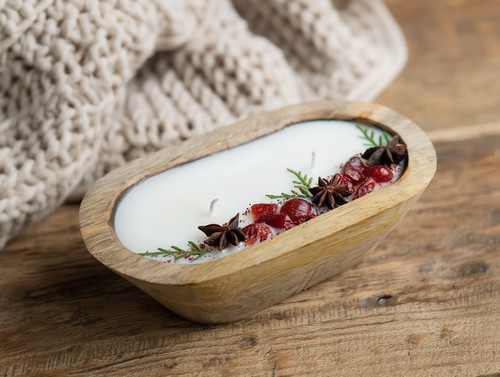 Scented wooden bowl candle - scented,