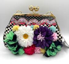Irregular Choice Floral Applique Clutch Bag