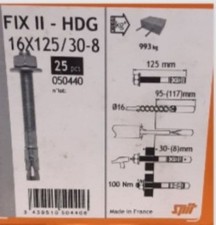 Spit FIX II - Heavy Duty Steel  Anchor Bolts 16 x 125/ 30-8 Pack of 25