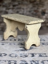 Vintage Rustic French Painted Wooden Stool Bench Large