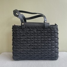 Zara Black Wicker Straw Bag