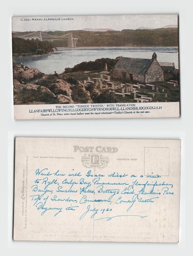 Postcard menai bridge and - -,