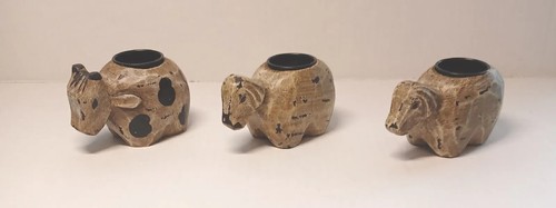Wooden farm animals tea light - wooden,