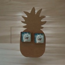 NEW Husky Pup Square Earrings