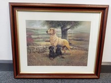 Ruane Manning Framed Art Print of Labrador and Puppies Signed 23" x 20"
