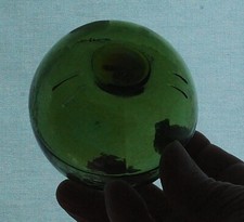 3" Olive Antique Glass fishing floats. Marked 11, Molded, Japanese, Heavy