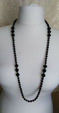 Necklace black faceted glass