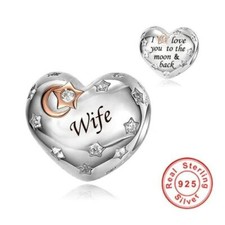 💖 Wife Charm I Love You To The Moon & Back Genuine 925 Sterling Silver 