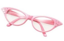 Ladies Pink 50`s Style Glasses