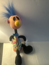Vtg 1994 ERTL Jibba Jabba Jibber Jabber Blue Mohawk Noisy 15" Toy Doll~Works