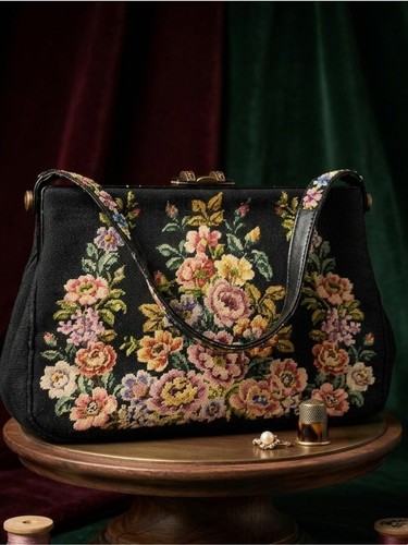 Vintage black floral - floral, tapestry