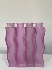 4 IKEA Skämt Frosted Wavy Squiggle Wiggle Glass Vases Vintage 1990s Skamt Pink