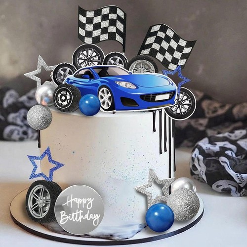 Racing car cake toppers blue - racing,