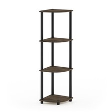 Furinno TURN-N-TUBE Corner Shelf, Bookshelf, Columbia Walnut