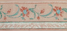 12.5cm WALLPAPER BORDER Peach Blue FLORAL TRAIL Distressed Crackle HOLMES
