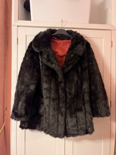 Vintage faux fur coat black - faux,