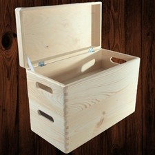 2 Tier Long Wooden Storage Crate Slim Set Stackable Boxes with Lid 40x20x27.5 cm