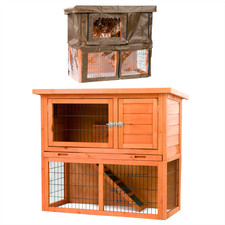 3FT OUTDOOR WOODEN RABBIT HUTCH WITH RUN AND COVER 2 TWO TIER PET FERRET GARDEN
