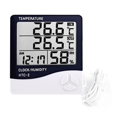 LCD Digital Thermometer Hygrometer Indoor Outdoor Weather Station Clock HTC-2 UK