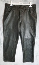 Vintage Black Leather Trousers W36 L29 Soft Grain Rock Biker Style Festival 