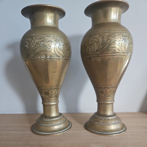 Vintage brass vases pair - vintage,