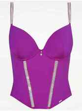 Entice Purple Diamante Strap Corset - 36E