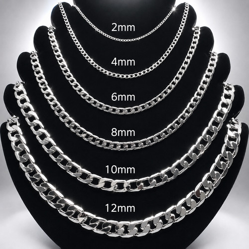 Solid 925 sterling silver curb - silver,