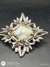 Silver Tone Ornate Brooch With
