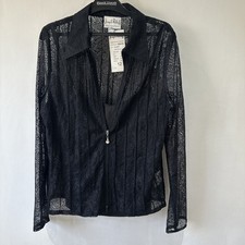 Joseph Ribkoff Black Lace Zip Front Shirt With Camisole. NWT. Size 14.