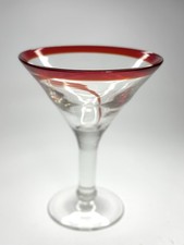 Large Cocktail Martini Glass Red Glass  Dashes 20cm High Vintage Glass