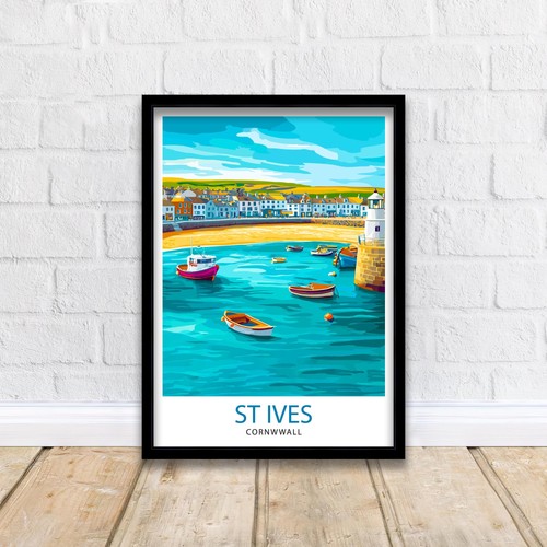 Ives cornwall travel poster - st,