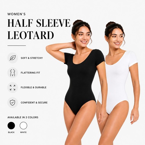 Womens half sleeve leotard - sleeve,