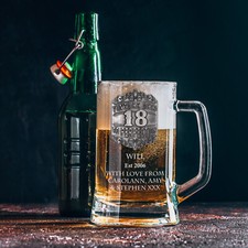 Personalised Engraved Men's 18th Birthday Gift Lager Beer Pint Glass Tankard