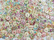 Wooden Buttons Printed Cute