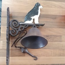 vintage cast iron  doorbell collie farmhouse antique welcome bell ring 